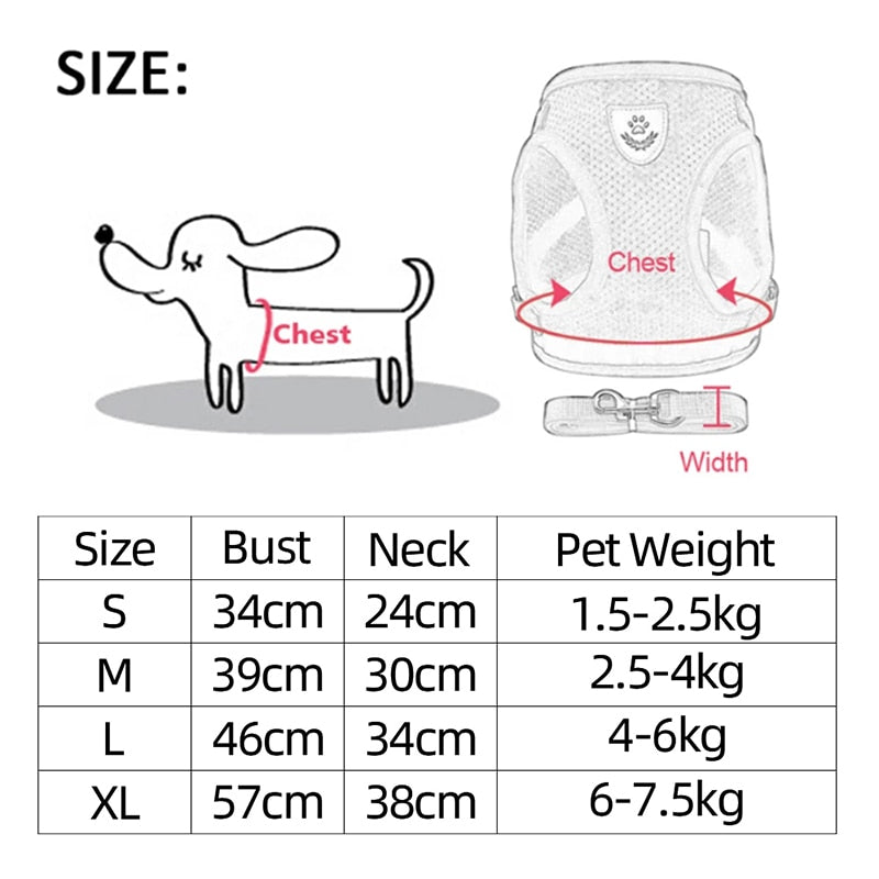 Adjustable Mesh Dog Harness Leash